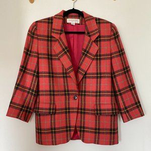 Vintage Pink Plaid / Tartan Blazer